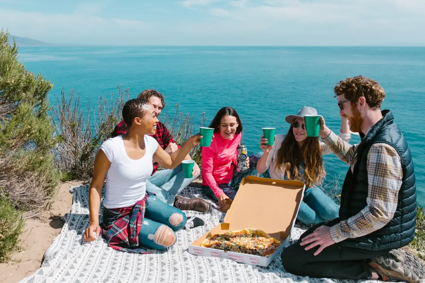 fold up picnic blanket with strap