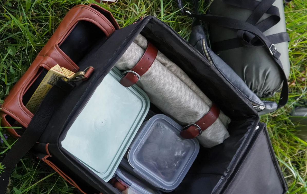 fold up picnic blanket with strap